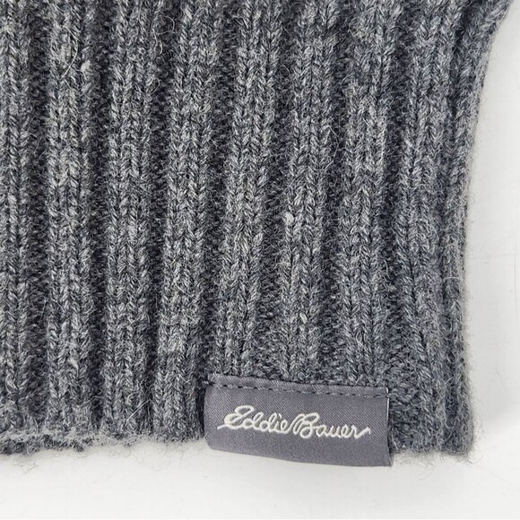 Eddie Bauer Sweater Size Small Mens Gray & Red Wool Blend Shawl Collar Fair Isle - Picture 3 of 8